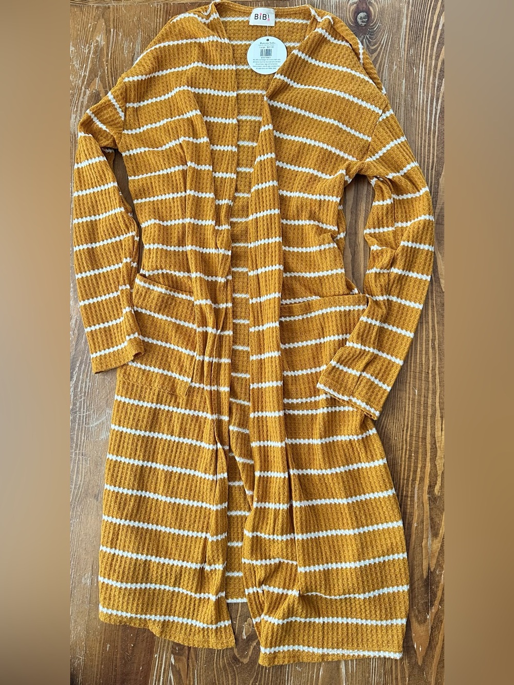 BiBi Mustard and White Striped Duster Size L
